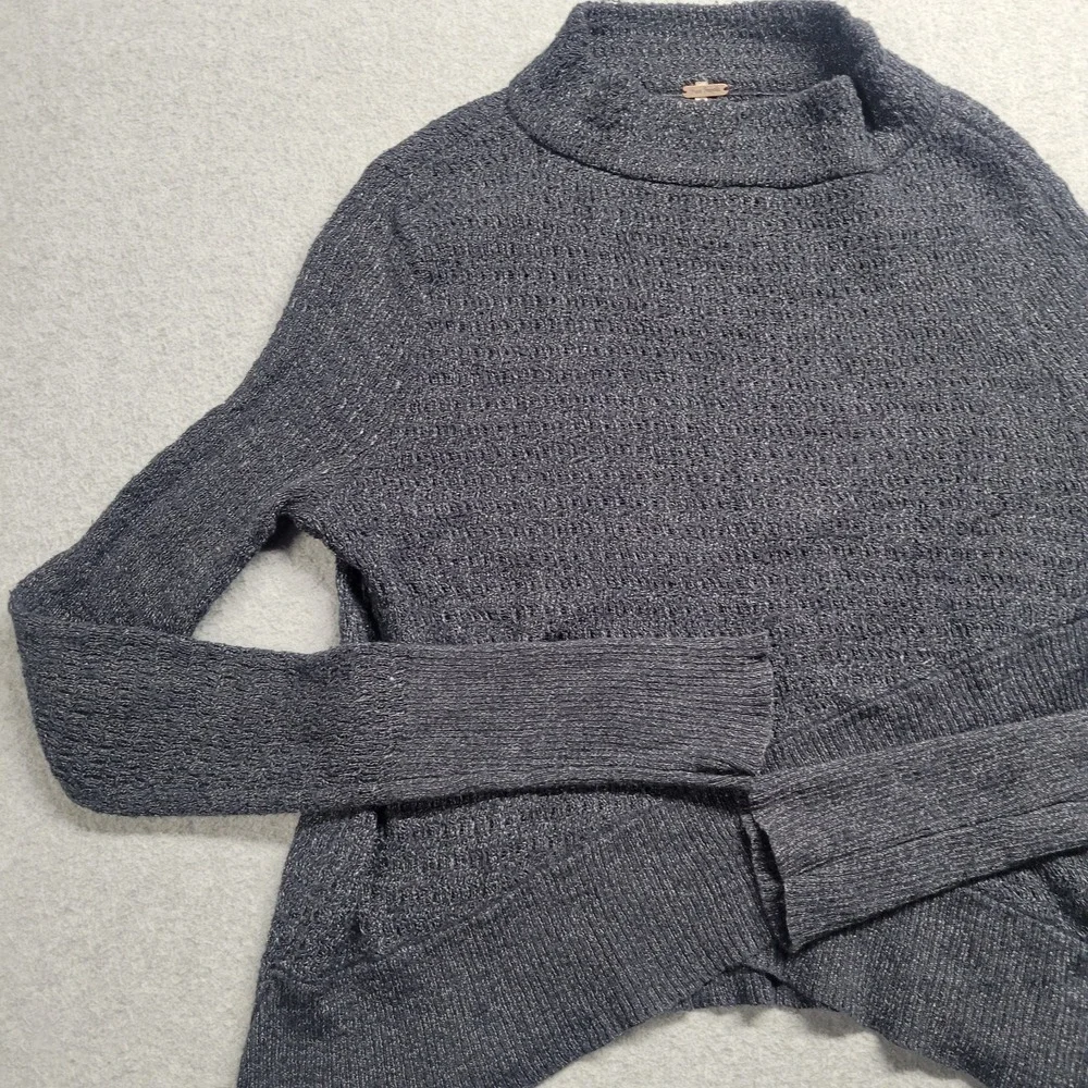 Free People Charcoal Gray Mock Neck‎ Sweater Size XS Women's Boho